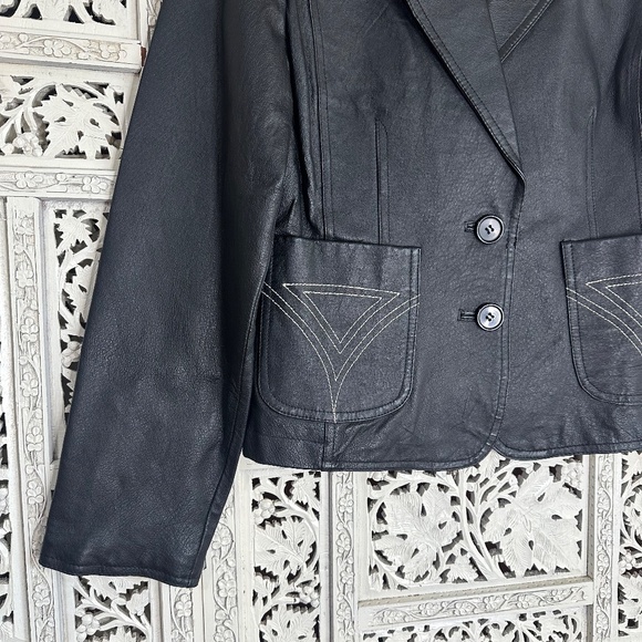 Hypo Active Genuine Leather Black Western Style Blazer Sz Medium - Picture 2 of 9
